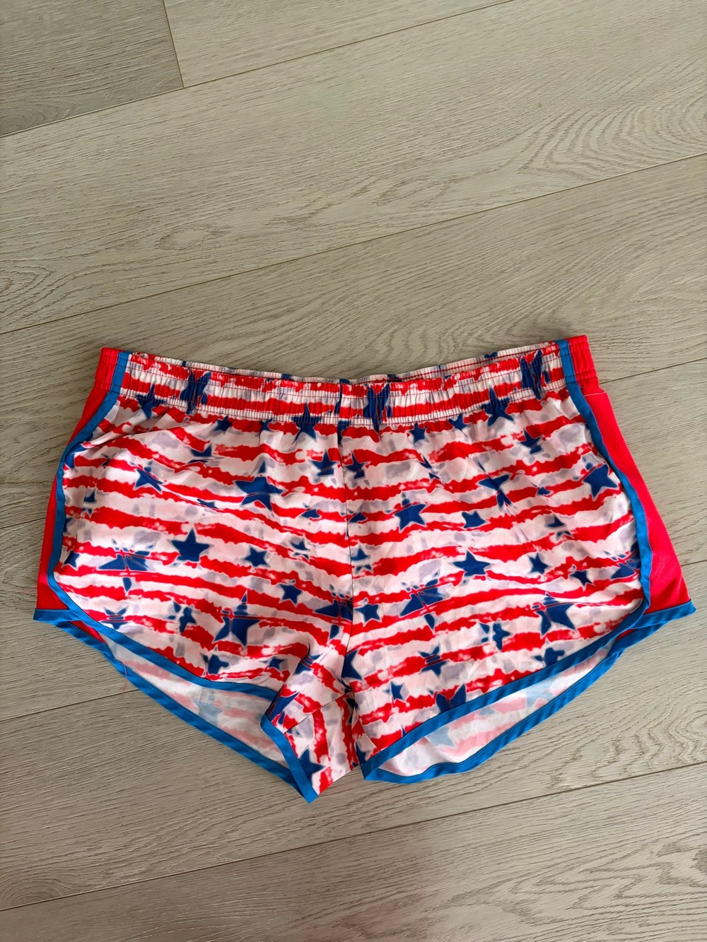 Women’s Red, White & Blue Star Stripe Athletic Shorts